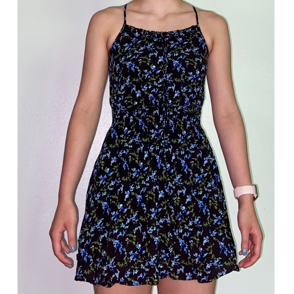Black floral print dress